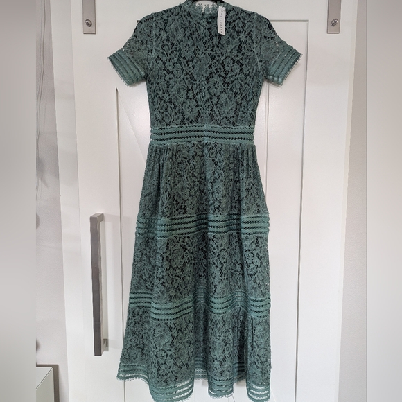 NWT Karina Baltic Born Green Lace Dress in Size Medium - Picture 4 of 8